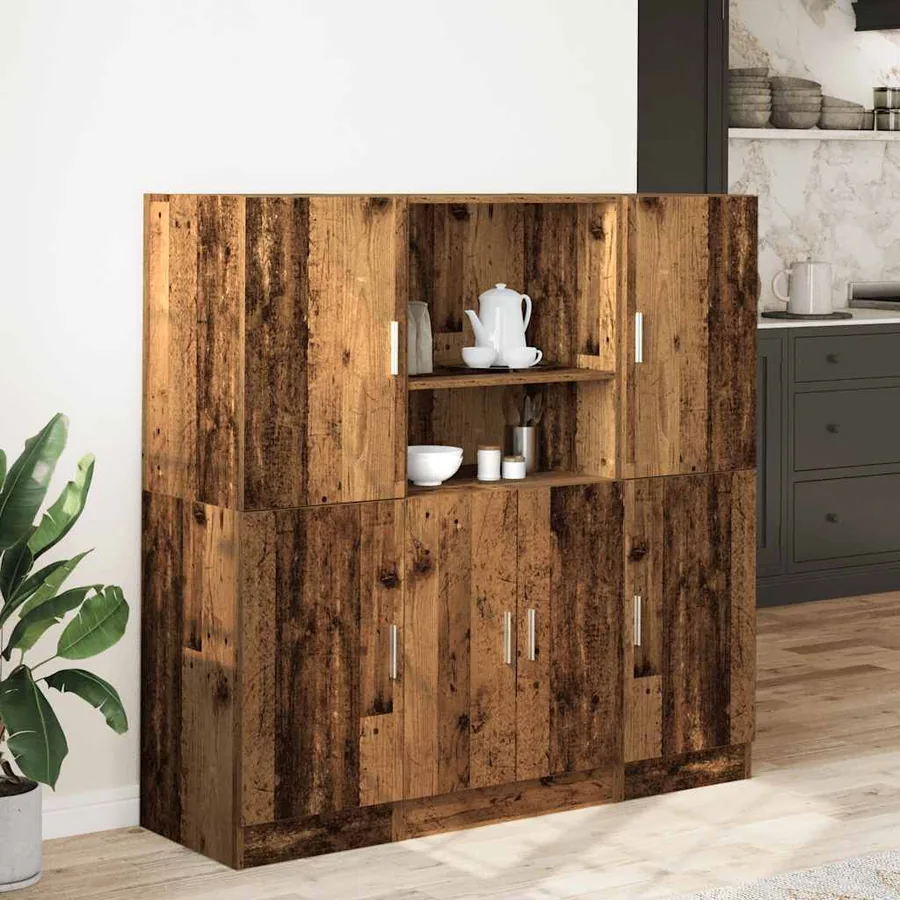 Ensemble d'armoires de cuisine 3 pcs vieux bois - 3
