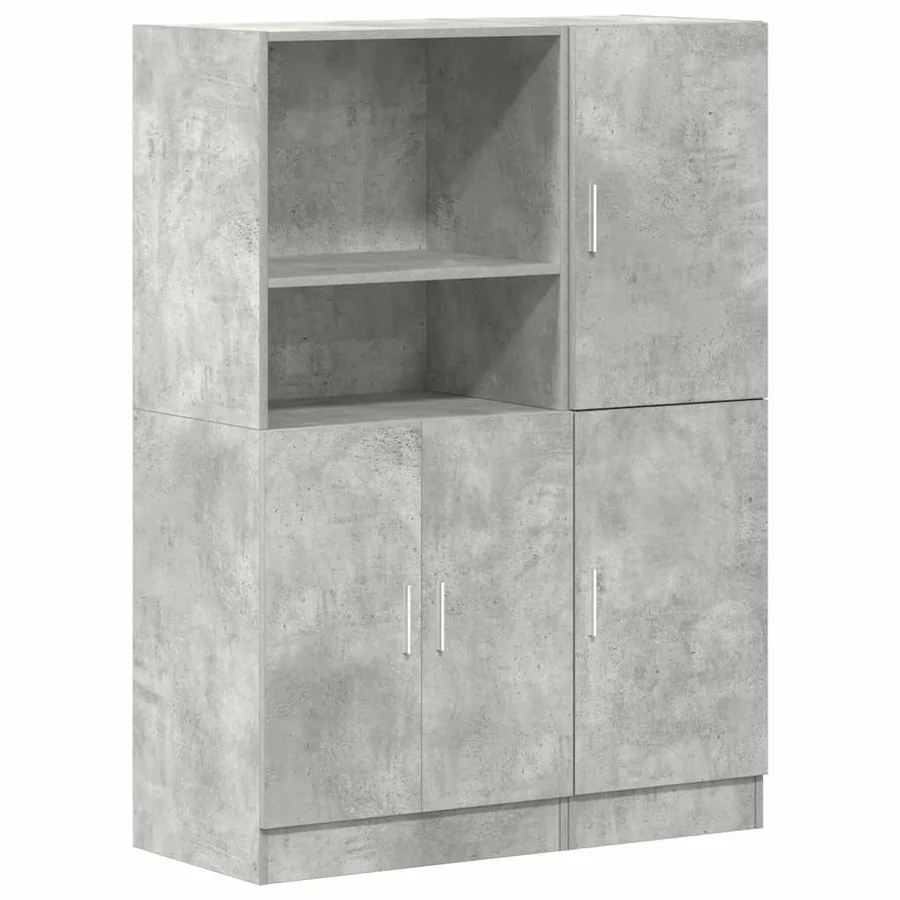 Ensemble d'armoires de cuisine 2 pcs gris béton bois ingénierie - 2