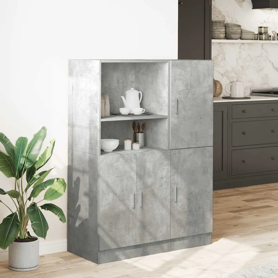 Ensemble d'armoires de cuisine 2 pcs gris béton bois ingénierie - 3