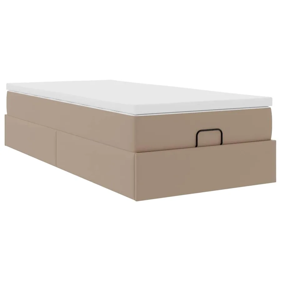 Cadre de lit ottoman et matelas cappuccino 90x190 cm similicuir - 6