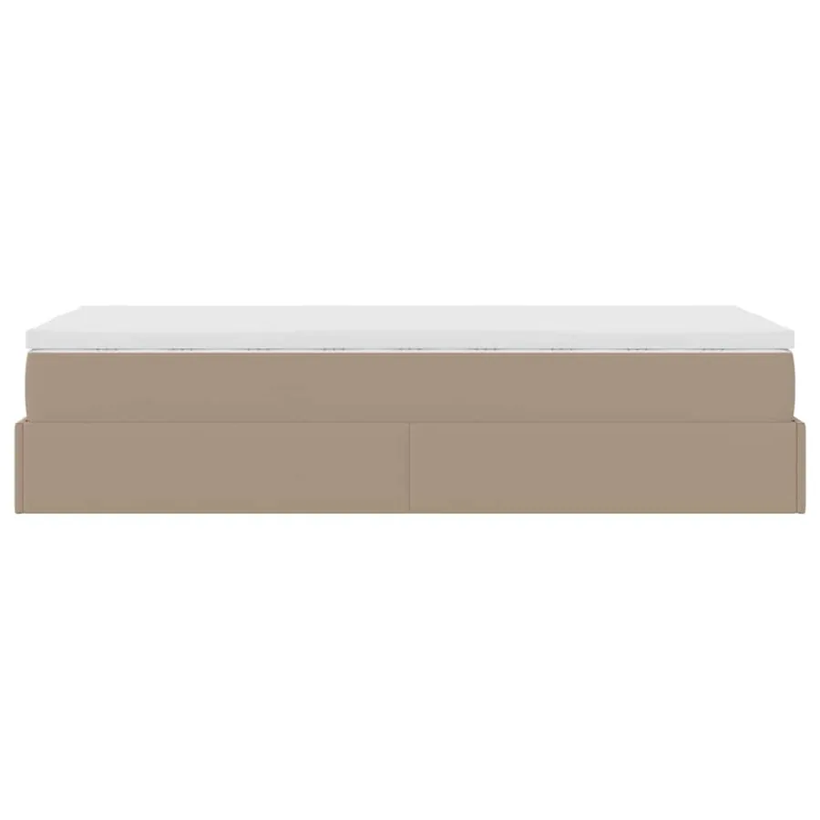 Cadre de lit ottoman et matelas cappuccino 90x190 cm similicuir - 9