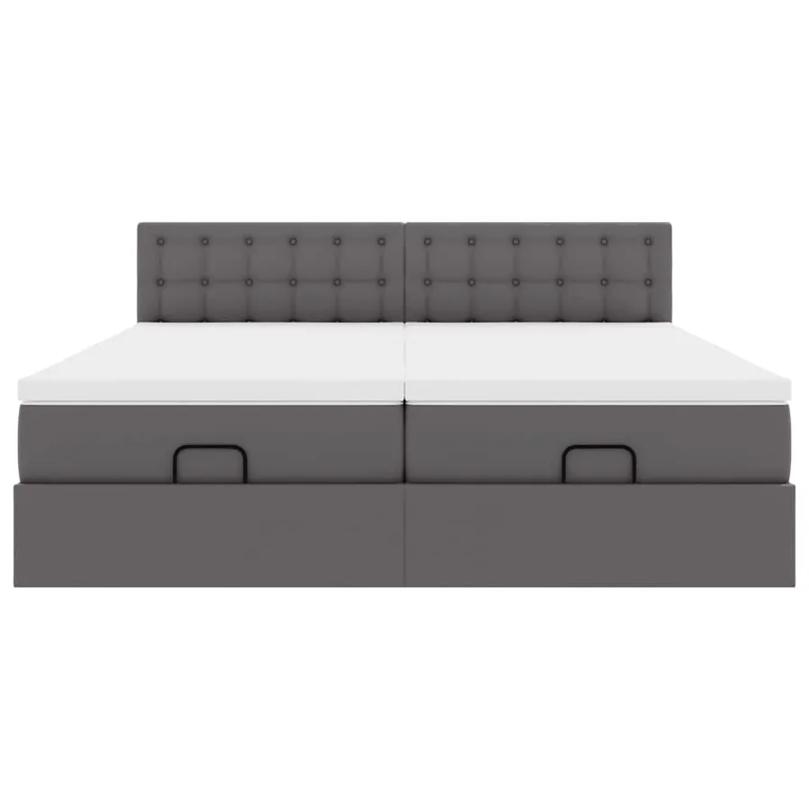Cadre de lit ottoman avec matelas gris 180x200 cm similicuir - 7