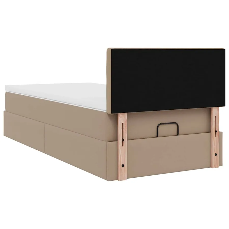 Lit ottoman et matelas cappuccino 90x190 cm similicuir - 11