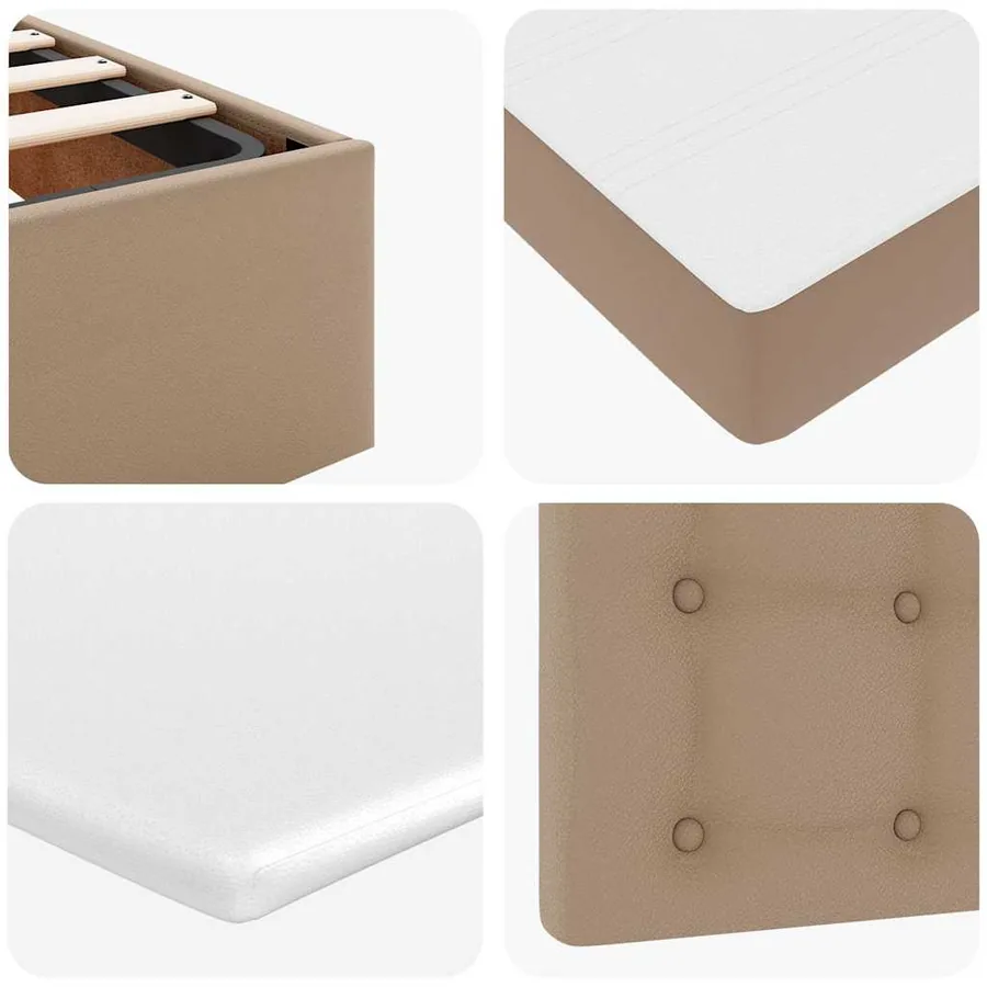 Lit ottoman et matelas cappuccino 90x190 cm similicuir - 14