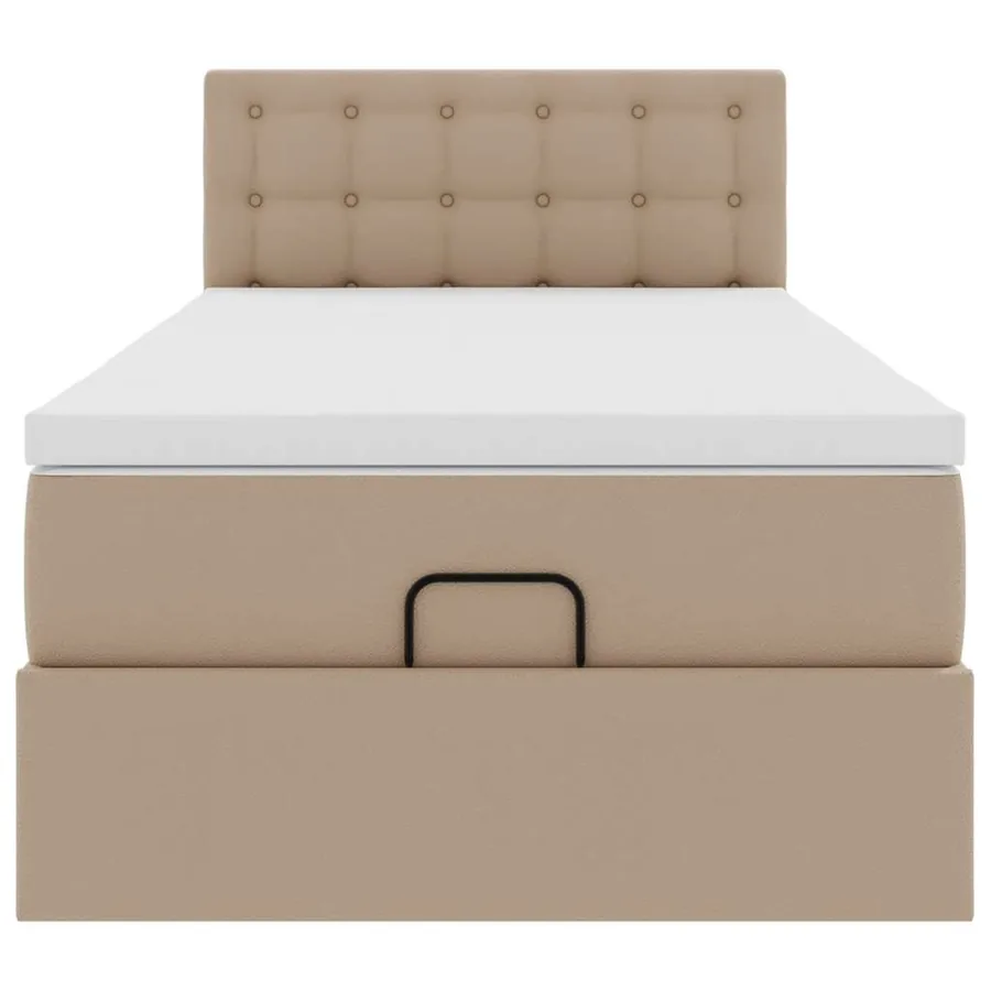 Lit ottoman et matelas cappuccino 90x190 cm similicuir - 7