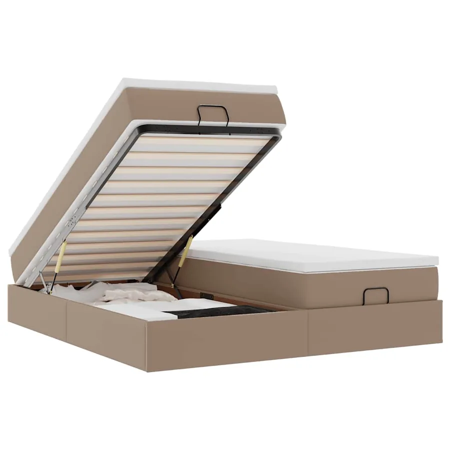 Cadre de lit ottoman et matelas cappuccino 180x200cm similicuir - 2