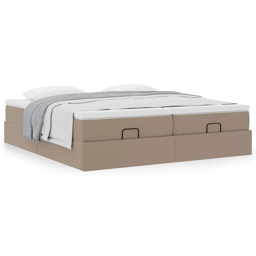 Cadre de lit ottoman et matelas cappuccino 180x200cm similicuir - 4