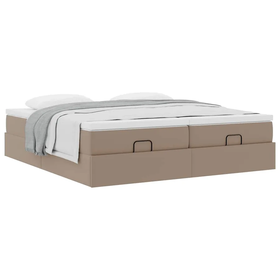 Cadre de lit ottoman et matelas cappuccino 180x200cm similicuir - 5