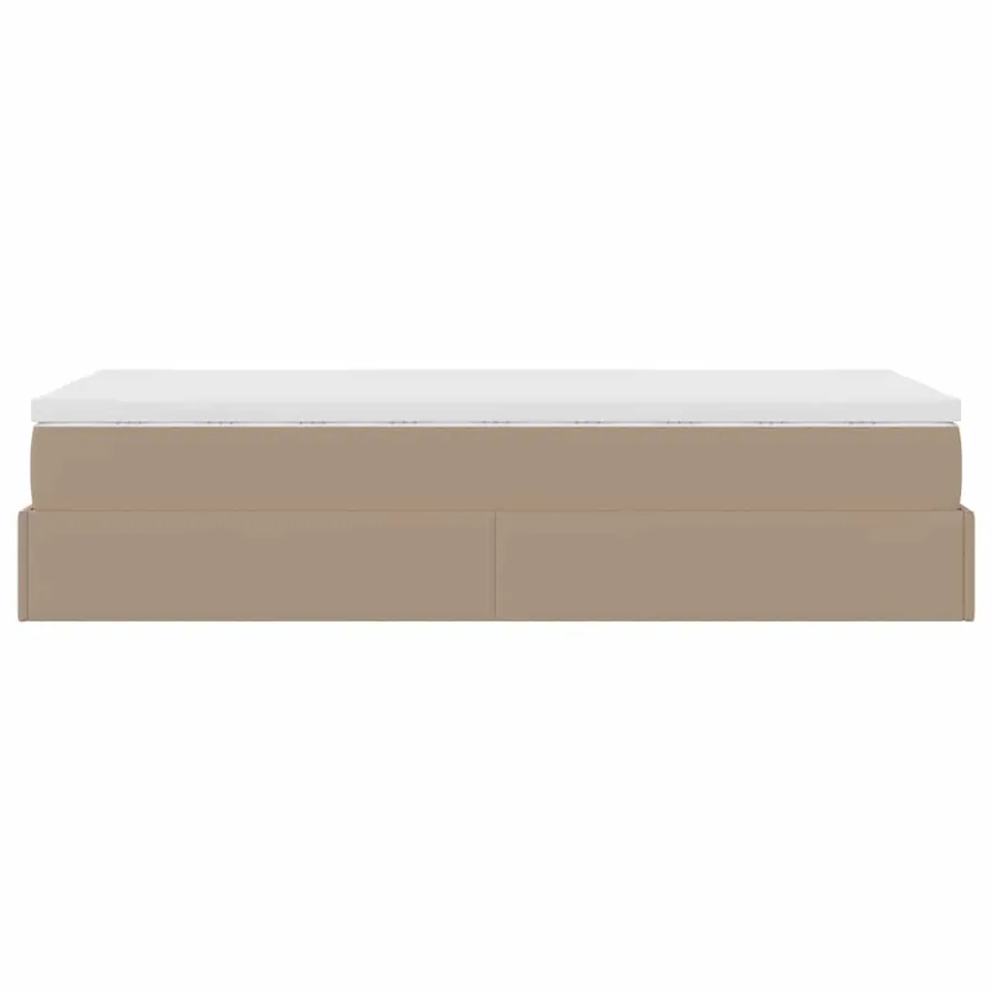 Cadre de lit ottoman et matelas cappuccino 90x200 cm similicuir - 9