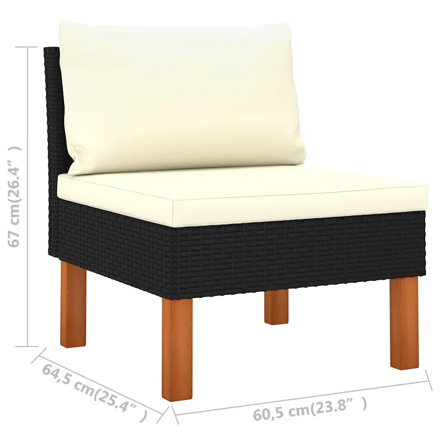 Salon de jardin 5 pcs avec coussins Résine tressée Noir - 11