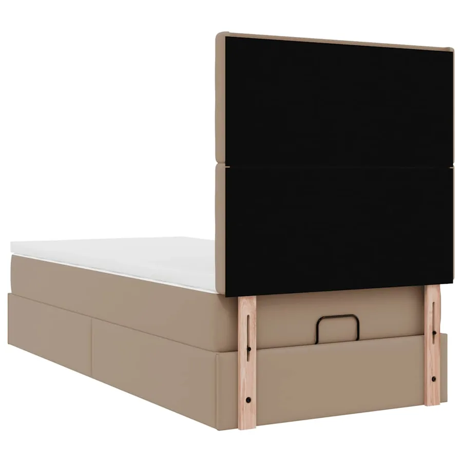 Lit ottoman et matelas cappuccino 90x200 cm similicuir - 11