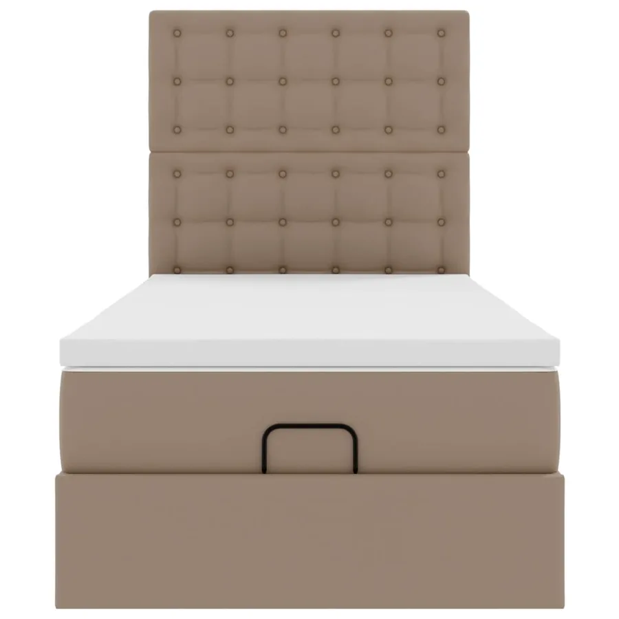 Lit ottoman et matelas cappuccino 90x200 cm similicuir - 7