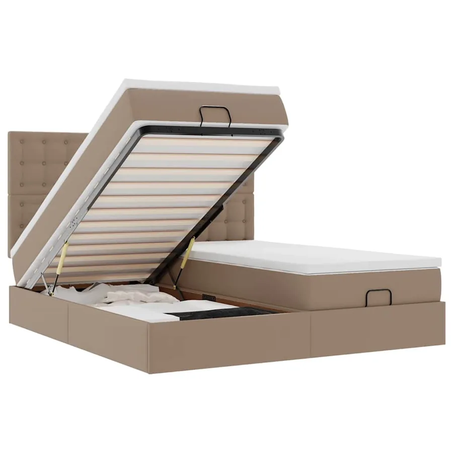Lit ottoman avec matelas & LED Cappuccino 180x200cm similicuir - 2