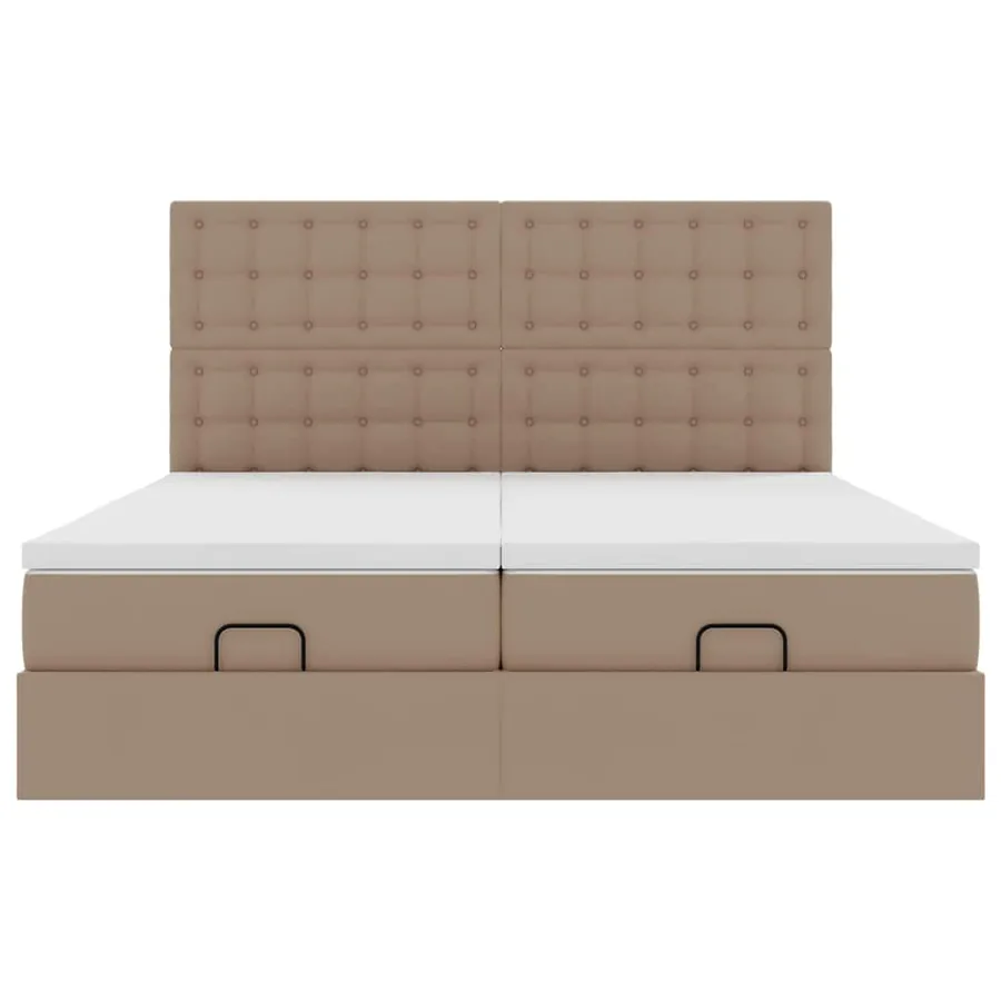 Lit ottoman avec matelas & LED Cappuccino 180x200cm similicuir - 8