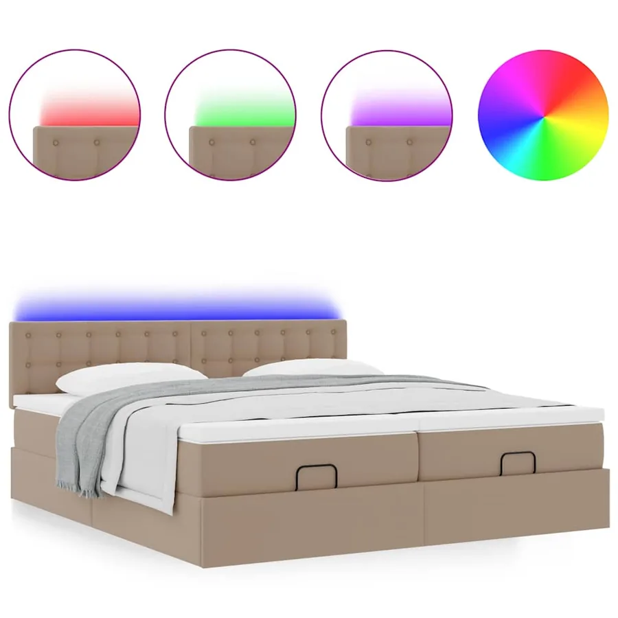 Cadre de lit ottoman et matelas cappuccino 180x200cm similicuir - 5