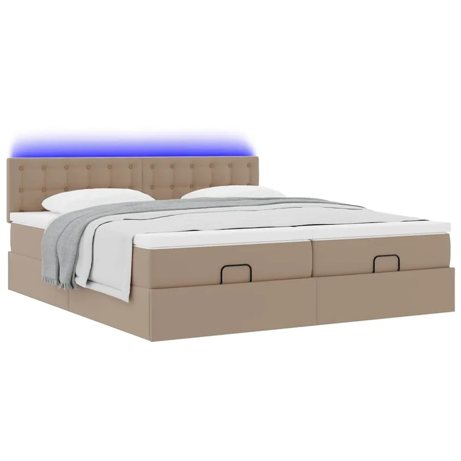 Cadre de lit ottoman et matelas cappuccino 180x200cm similicuir - 6