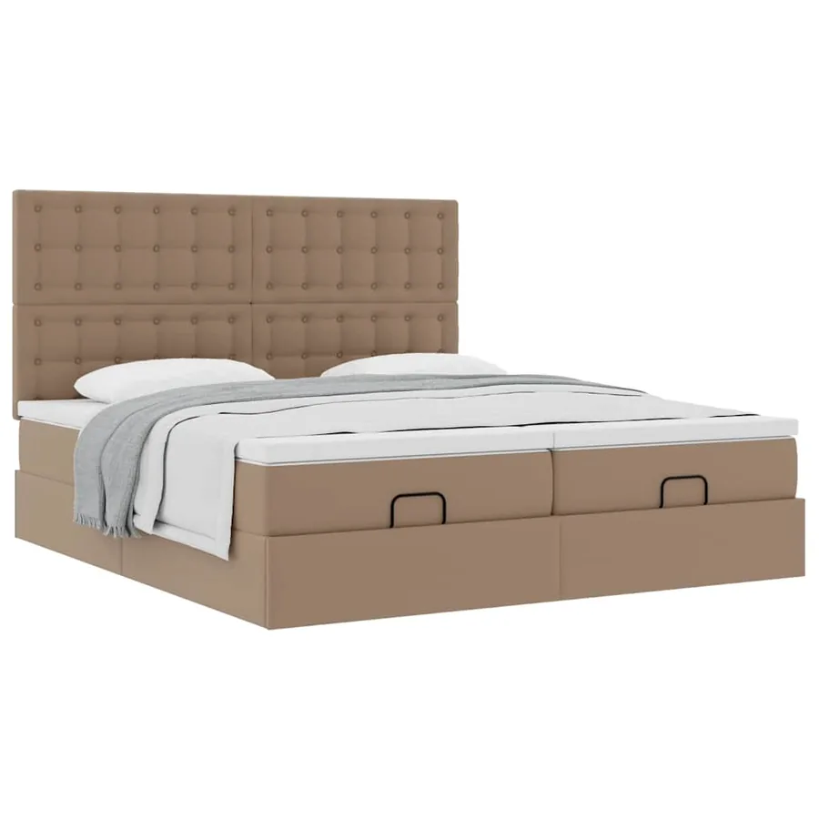 Cadre de lit ottoman et matelas cappuccino 180x200cm similicuir - 5