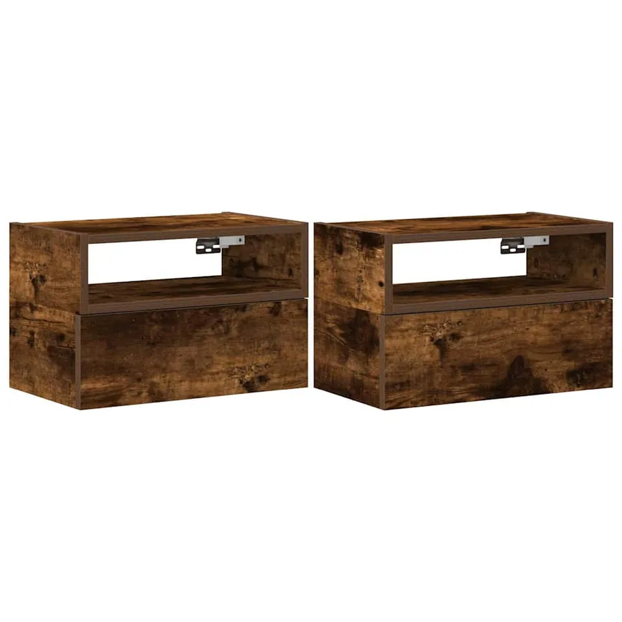Tables de chevet murales 2 pcs Chêne fumé 45x26x28,5 cm - 2