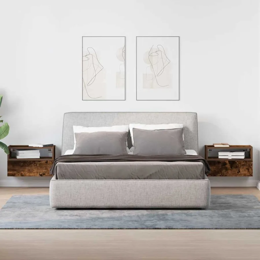 Tables de chevet murales 2 pcs Chêne fumé 45x26x28,5 cm - 3