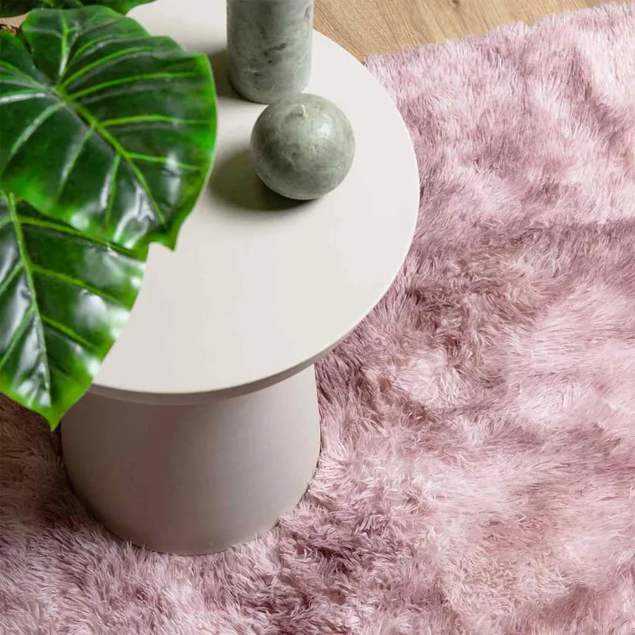 Tapis Shaggy à poils longs NAVARRA rose poudré 120x120 cm - 8
