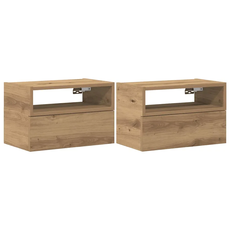 Tables de chevet murales 2 pcs chêne artisanal 45x26x28,5 cm - 2
