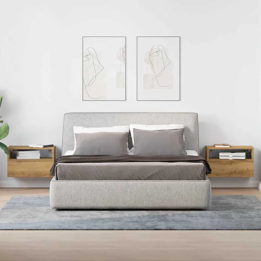 Tables de chevet murales 2 pcs chêne artisanal 45x26x28,5 cm - 3