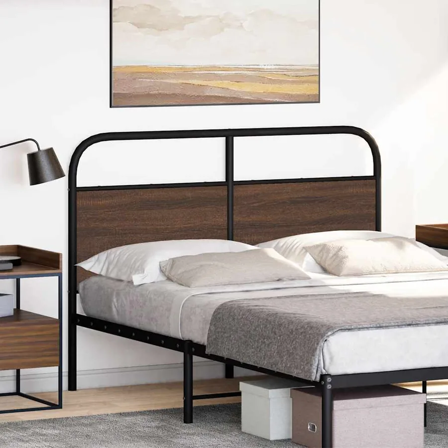 Tête de lit de remplacement chêne marron 135 cm acier et bois d'ingénierie - 2