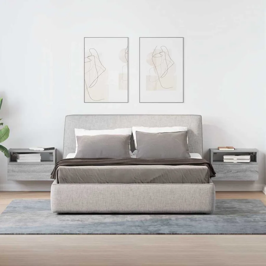 Tables de chevet murales 2 pcs sonoma gris 45x26x28,5 cm - 3