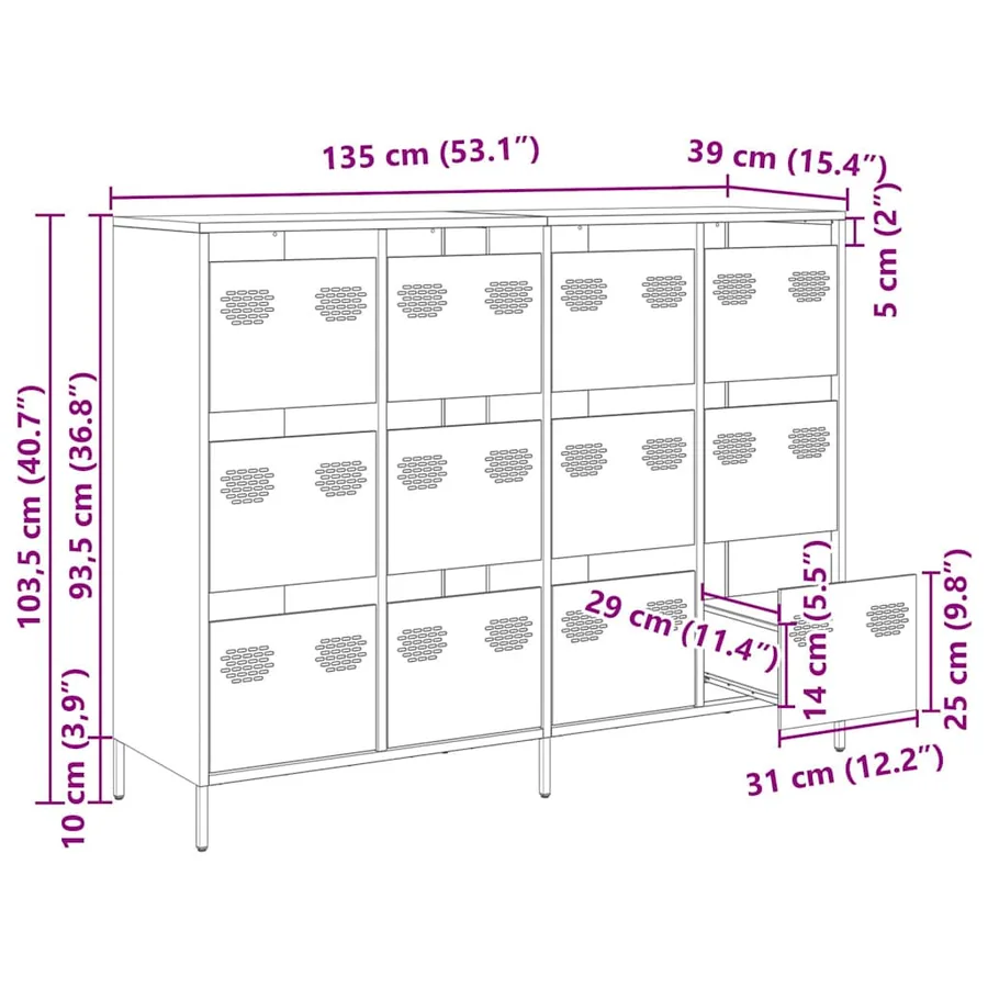 Buffet blanc 135x39x103,5 cm acier laminé à froid - 13