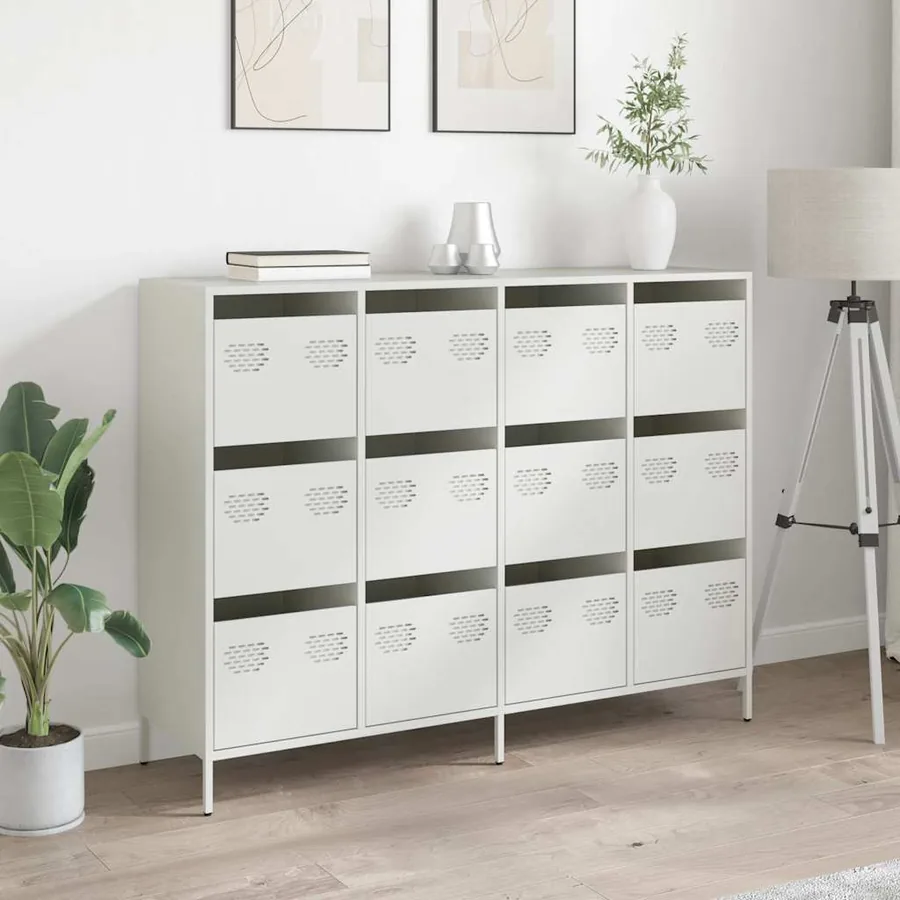 Buffet blanc 135x39x103,5 cm acier laminé à froid - 3