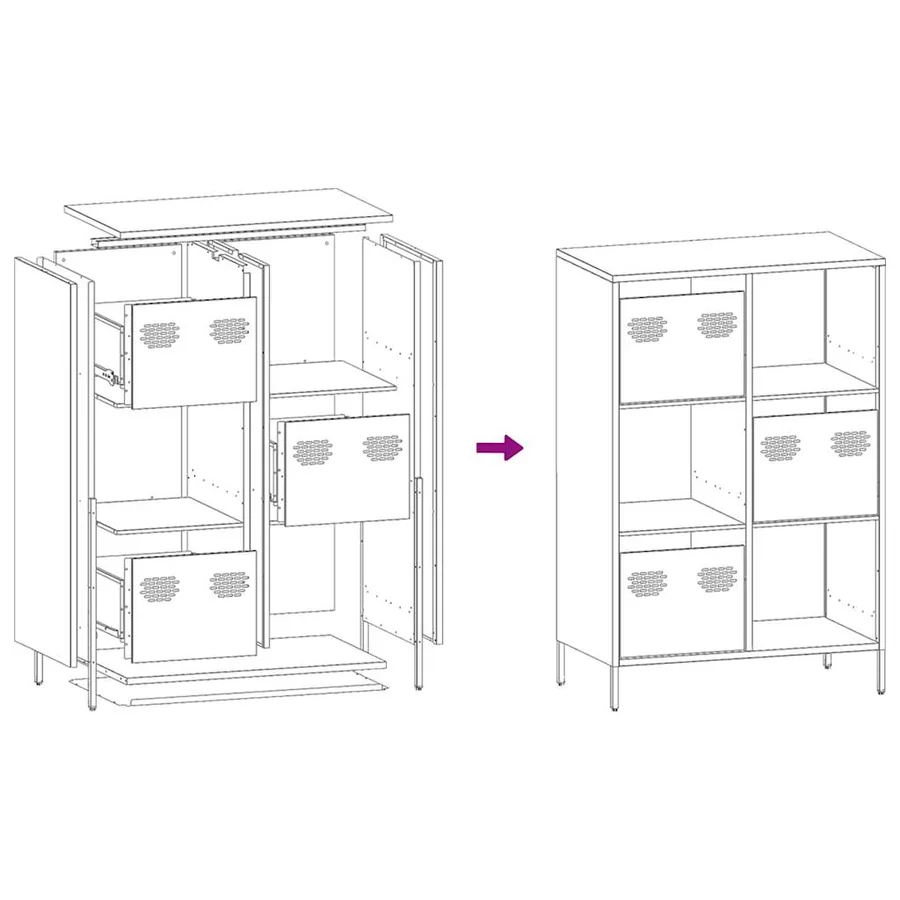 Buffet haut rose 68x39x103,5 cm acier - 12