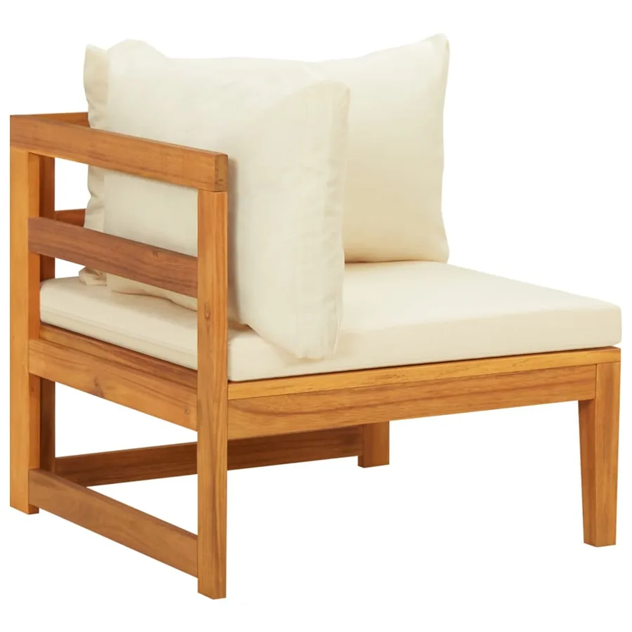 Salon de jardin 4 pcs avec coussins blanc crème Bois d'acacia - 4