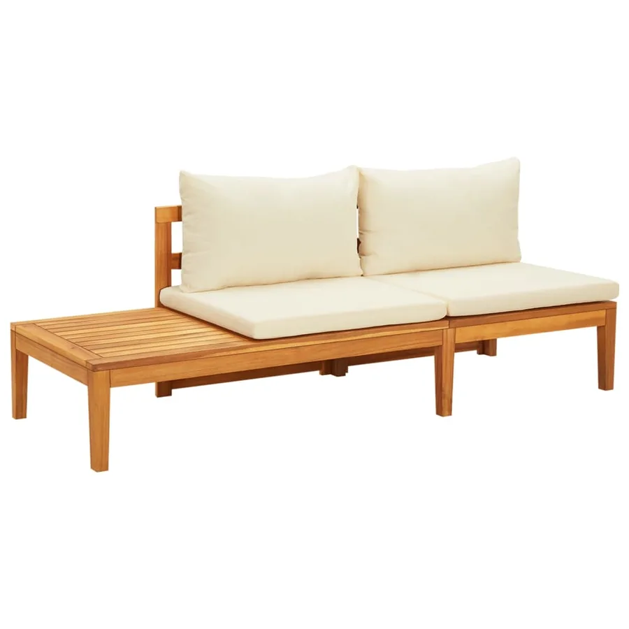 Salon de jardin 4 pcs avec coussins blanc crème Bois d'acacia - 5