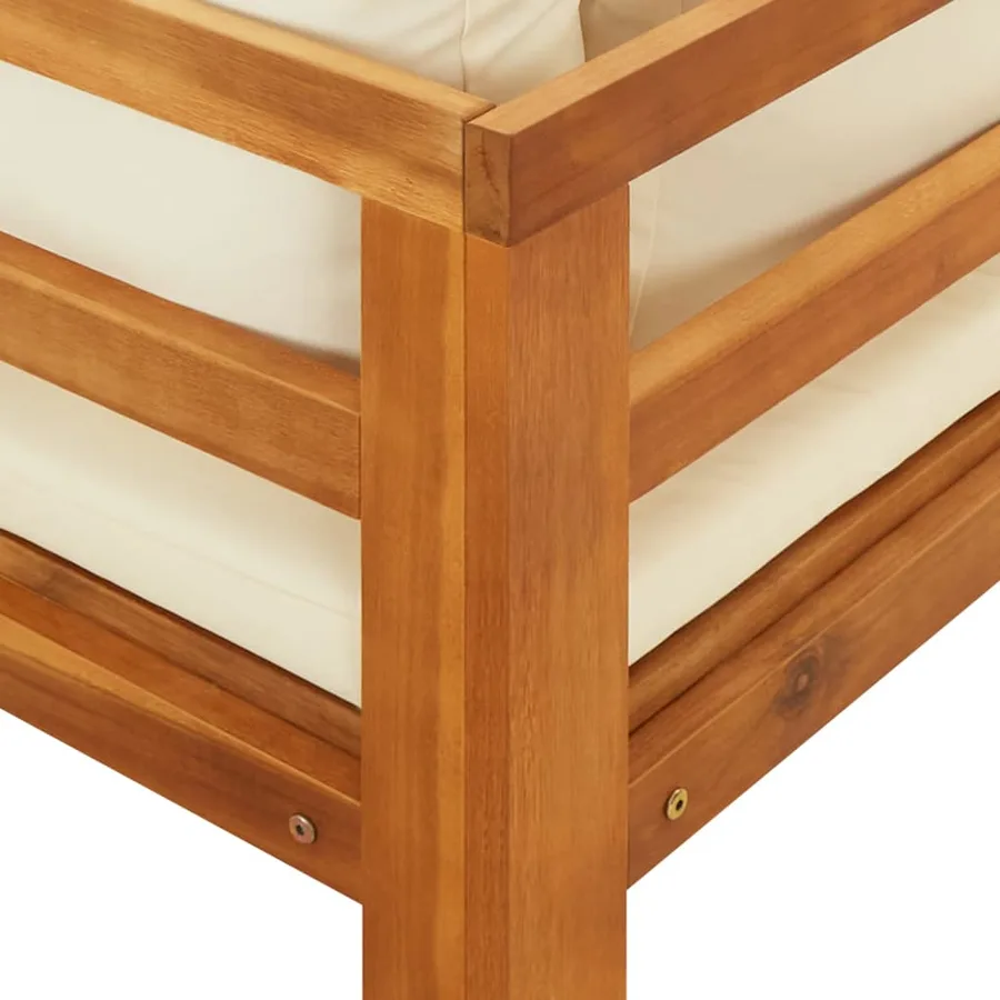 Salon de jardin 4 pcs avec coussins blanc crème Bois d'acacia - 9