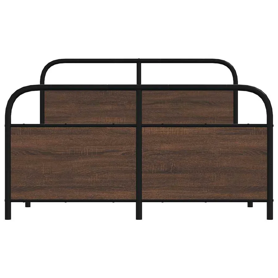 Cadre de lit en métal sans matelas chêne marron 137x190 cm - 5