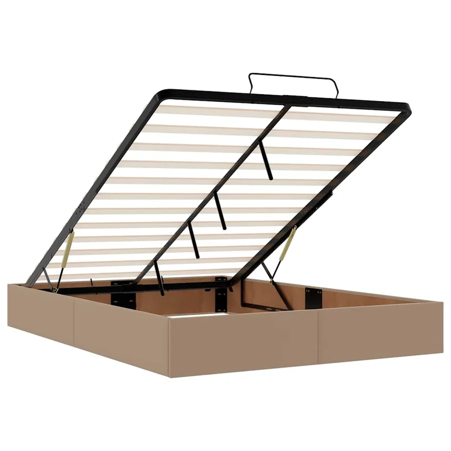 Cadre de lit ottoman et matelas cappuccino 140x200cm similicuir - 12