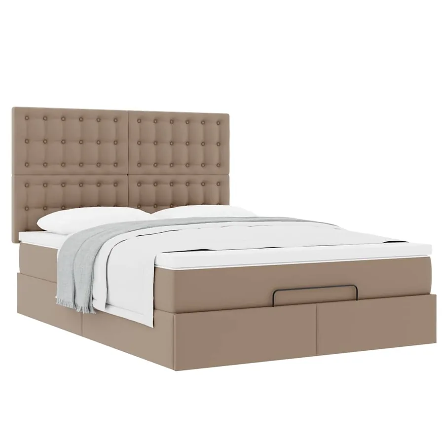 Cadre de lit ottoman et matelas cappuccino 140x200cm similicuir - 4