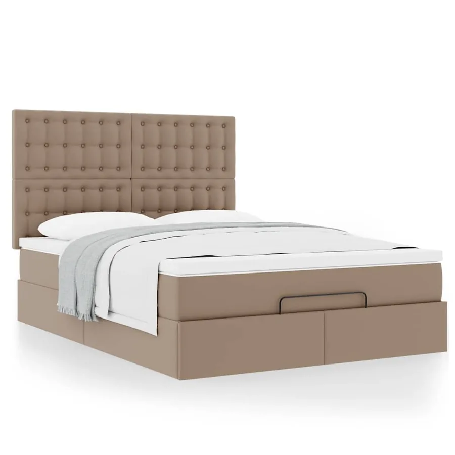 Cadre de lit ottoman et matelas cappuccino 140x200cm similicuir - 5