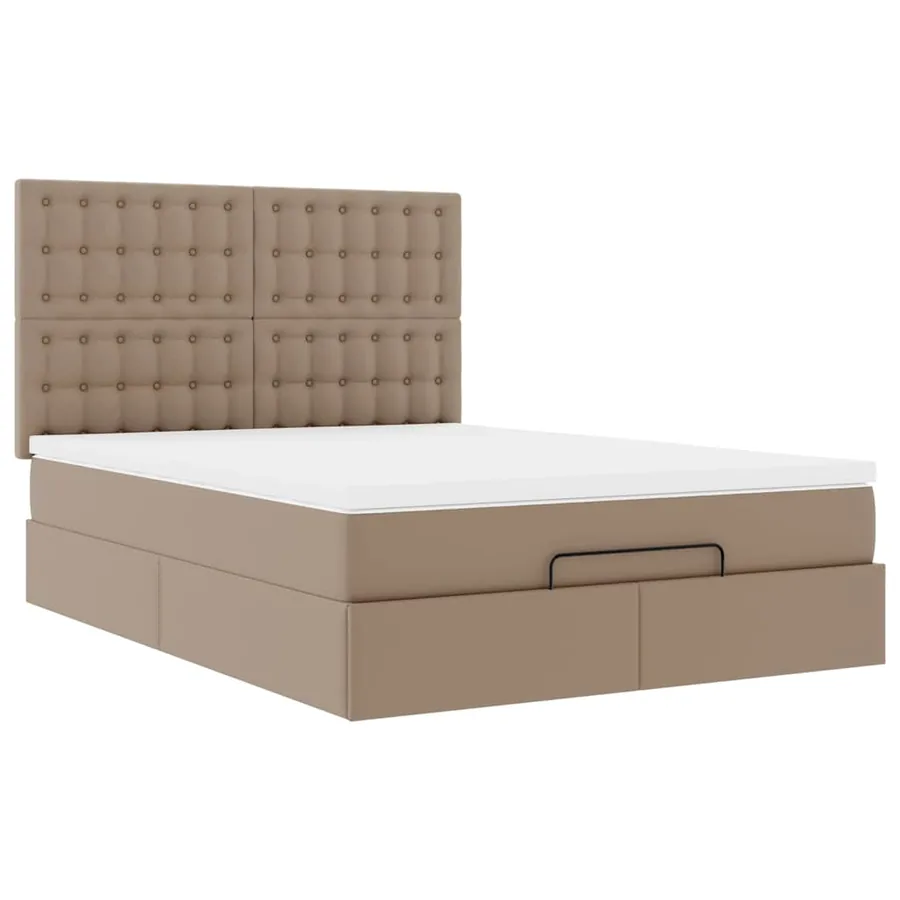 Cadre de lit ottoman et matelas cappuccino 140x200cm similicuir - 6