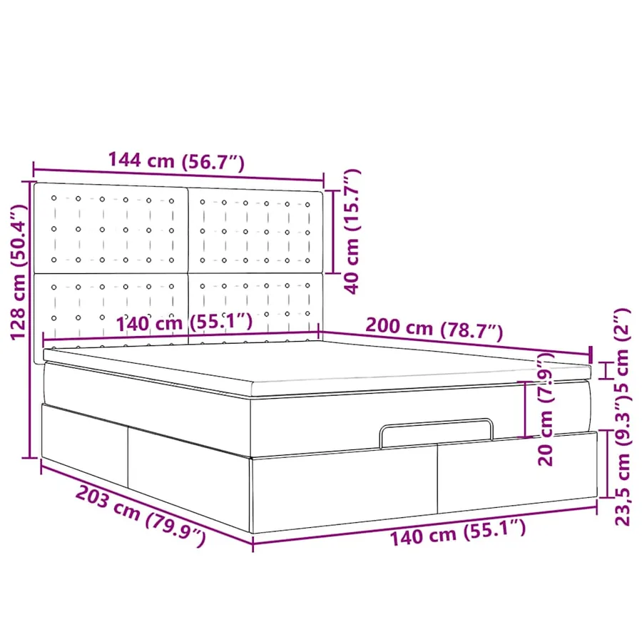 Cadre de lit ottoman et matelas cappuccino 140x200cm similicuir - 18