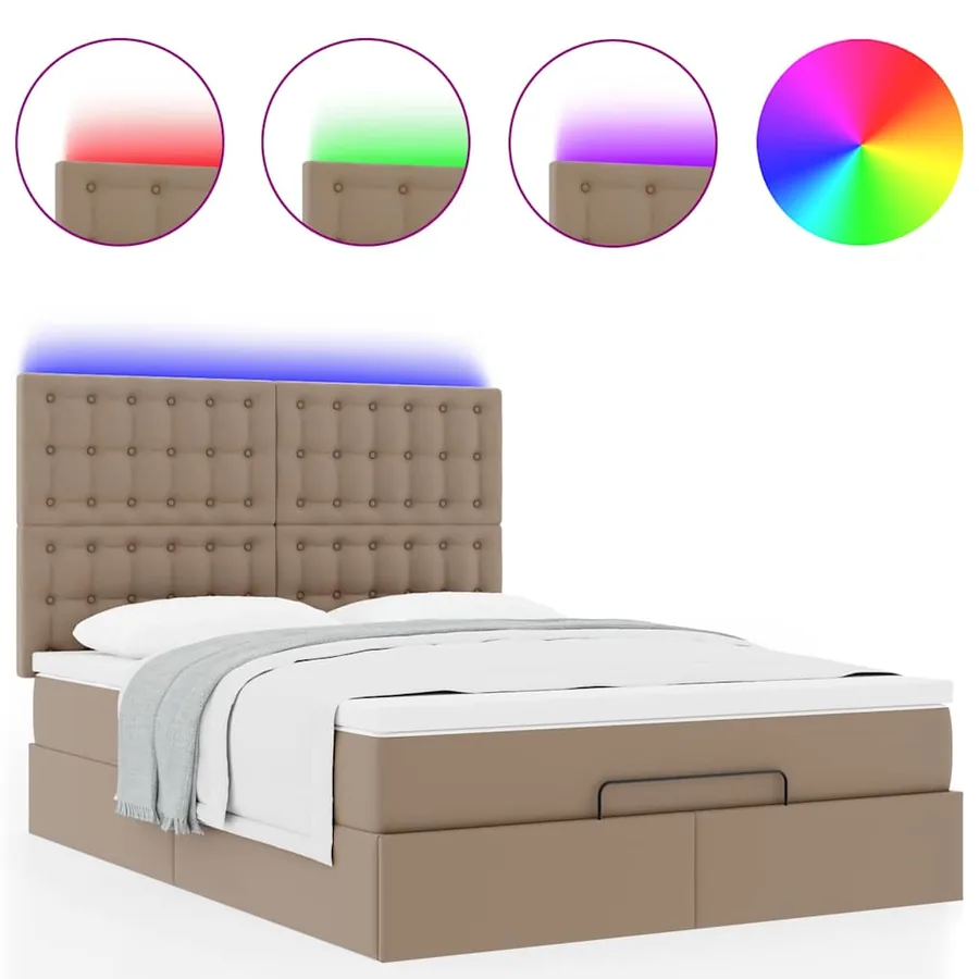 Cadre de lit ottoman et matelas cappuccino 140x200cm similicuir - 5