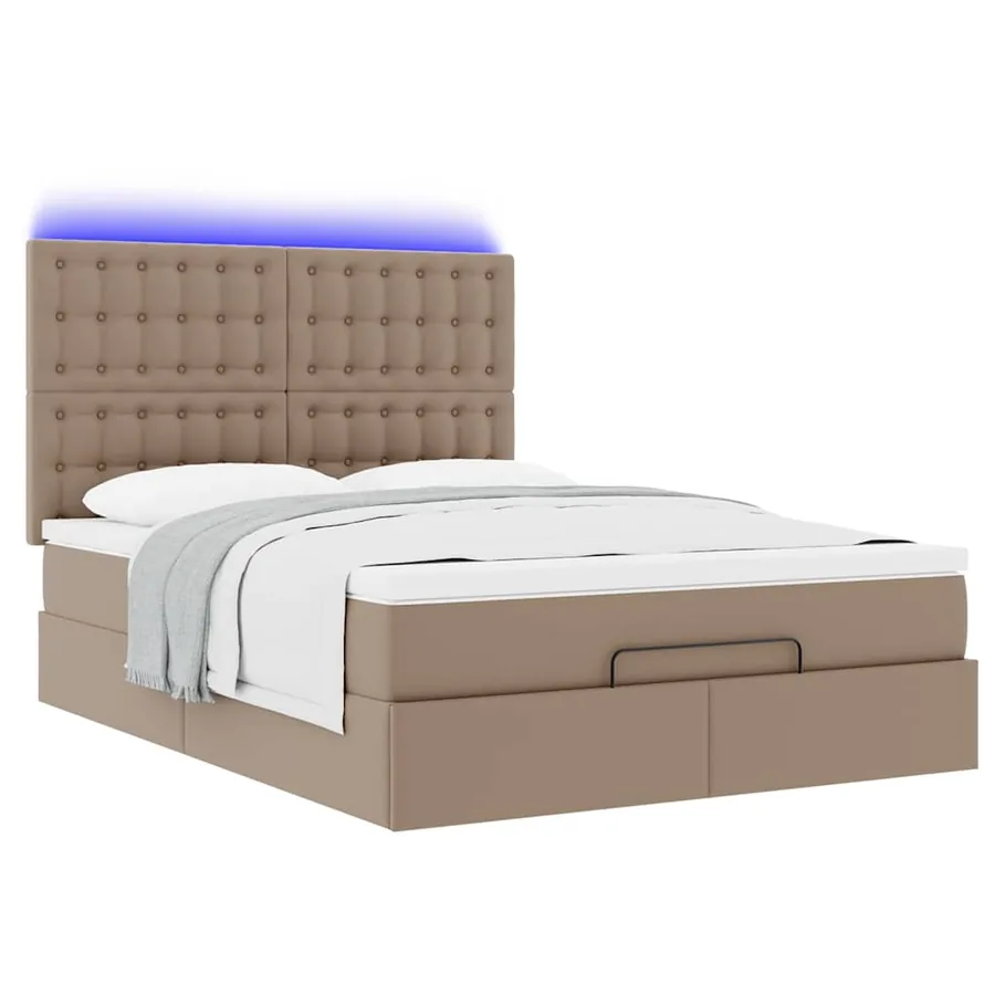 Cadre de lit ottoman et matelas cappuccino 140x200cm similicuir - 6