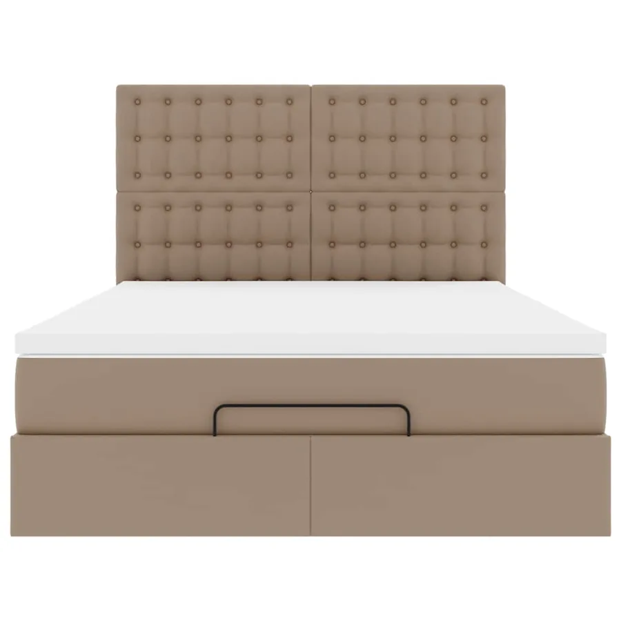Cadre de lit ottoman et matelas cappuccino 140x200cm similicuir - 8