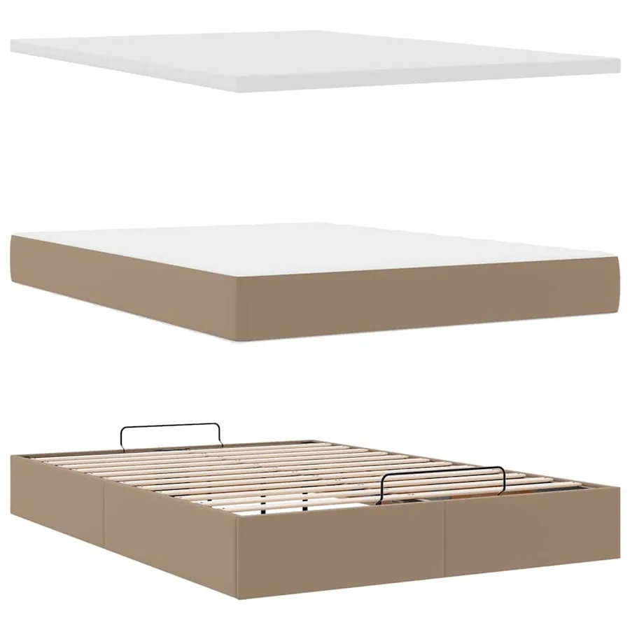 Cadre de lit ottoman et matelas cappuccino 140x200cm similicuir - 9