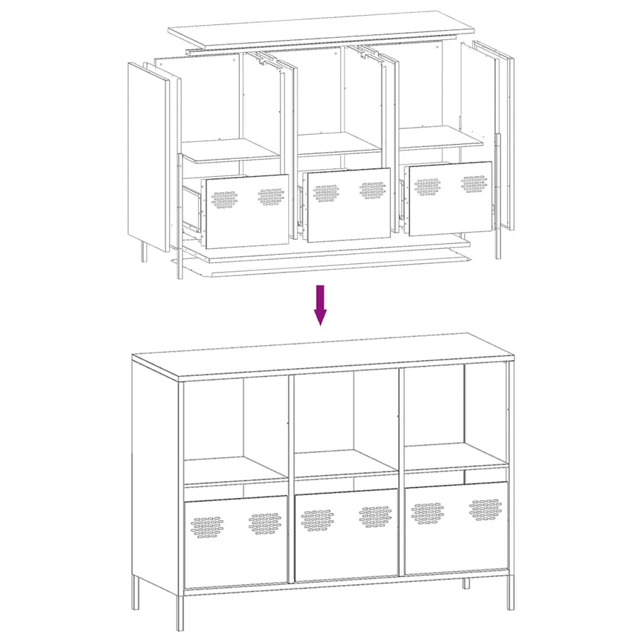 Buffet blanc 101,5x39x73,5 cm acier laminé à froid - 11