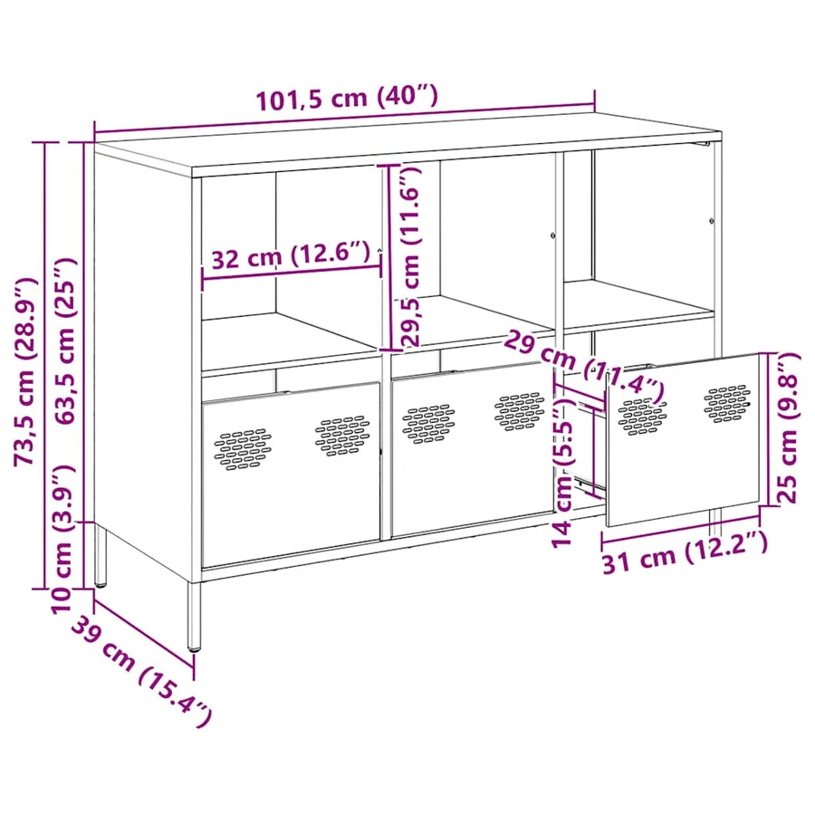 Buffet blanc 101,5x39x73,5 cm acier laminé à froid - 13