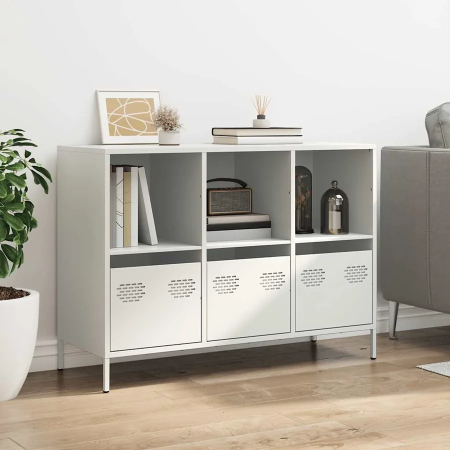 Buffet blanc 101,5x39x73,5 cm acier laminé à froid - 3