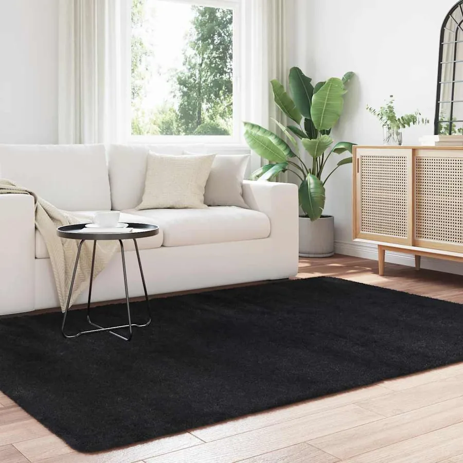 Tapis shaggy à poils longs NAVARRA noir 160x230 cm polyester - 3