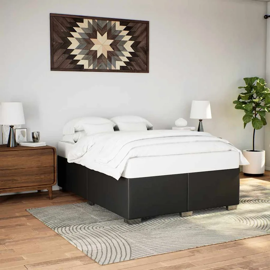 Cadre de lit sans matelas noir similicuir