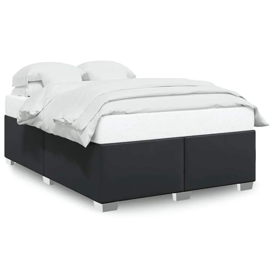 Cadre de lit sans matelas noir similicuir - 2